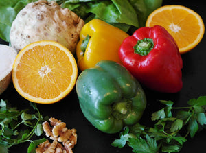 Hutchinson Farms bell peppers, lemons, and arugula. Scarsdale New York.