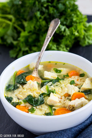 CHICKEN AND KALE W/ORZO PASTA